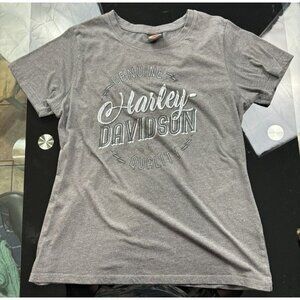 Harley-Davidson Womens Gray Graphic T-Shirt Oklahoma City OK Short Sleeve Tee |K